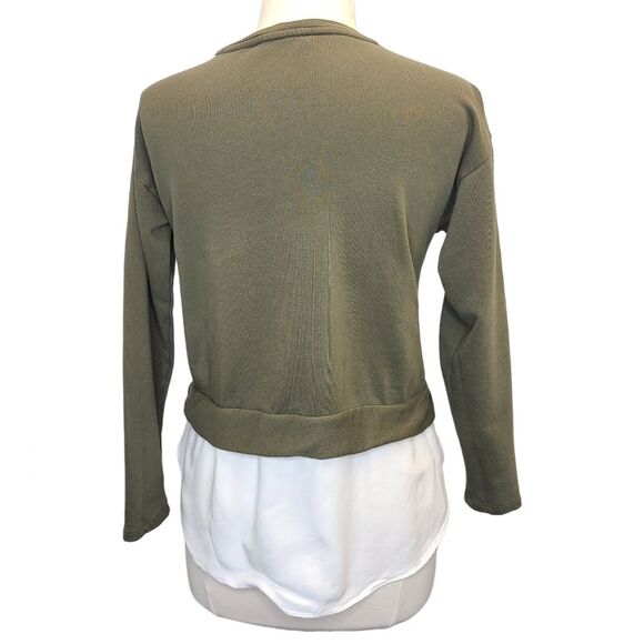 LOFT Women Green White Langenlook Sweatshirt S Petite - Picture 2 of 13